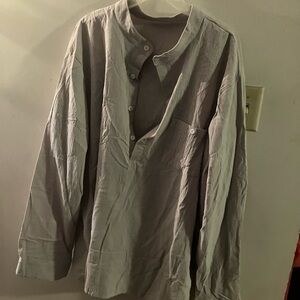 Beige Button-Up Shirt Size 4XL